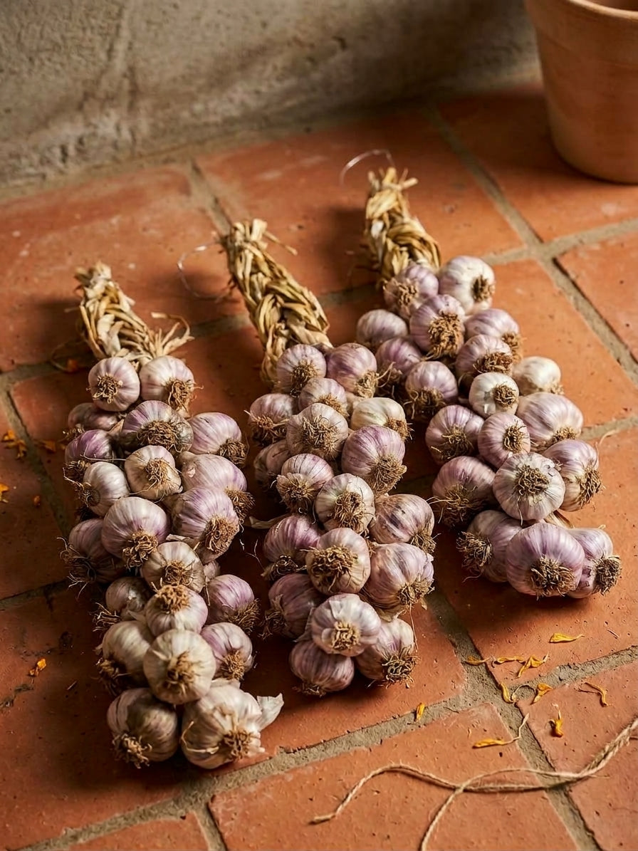 Homegrown Organic Egyptian Pink Garlic Braid — Approx. 1kg