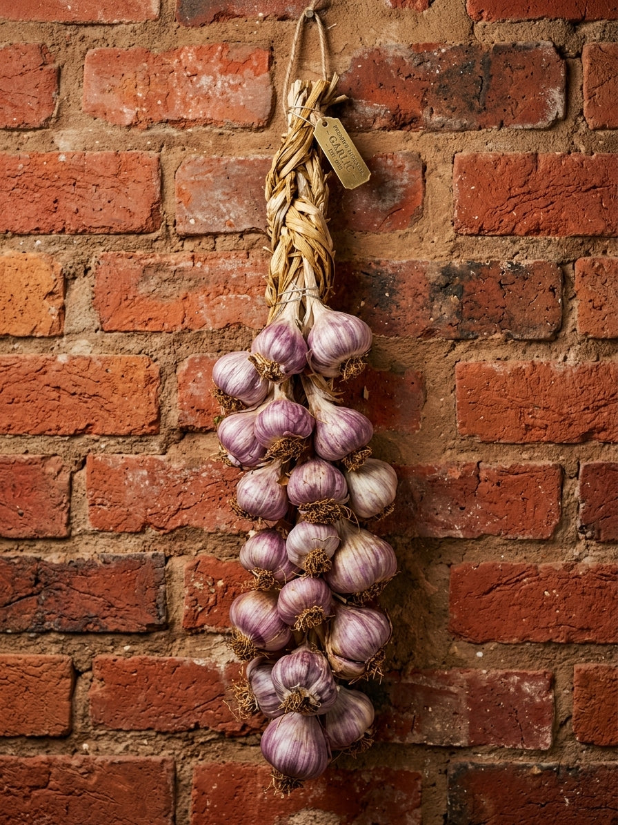 Homegrown Organic Egyptian Pink Garlic Braid — Approx. 1kg